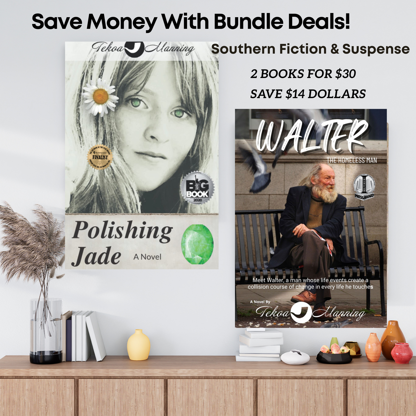 Fiction Book Bundle, Polishing Jade and Walter, The Homeless Man